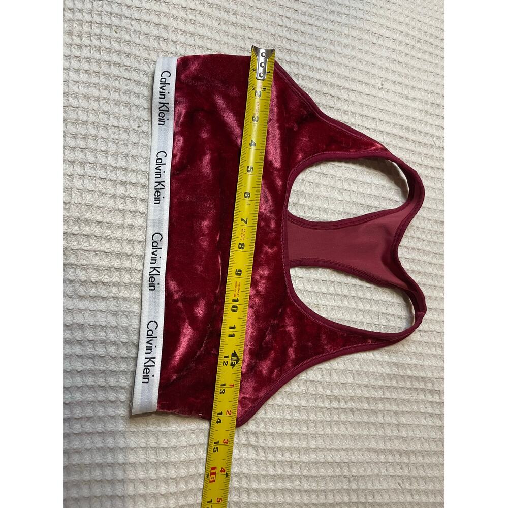Calvin Klein Deep Red Crushed Velvet Racerback Sports Bra Medium - Picture 4 of 5